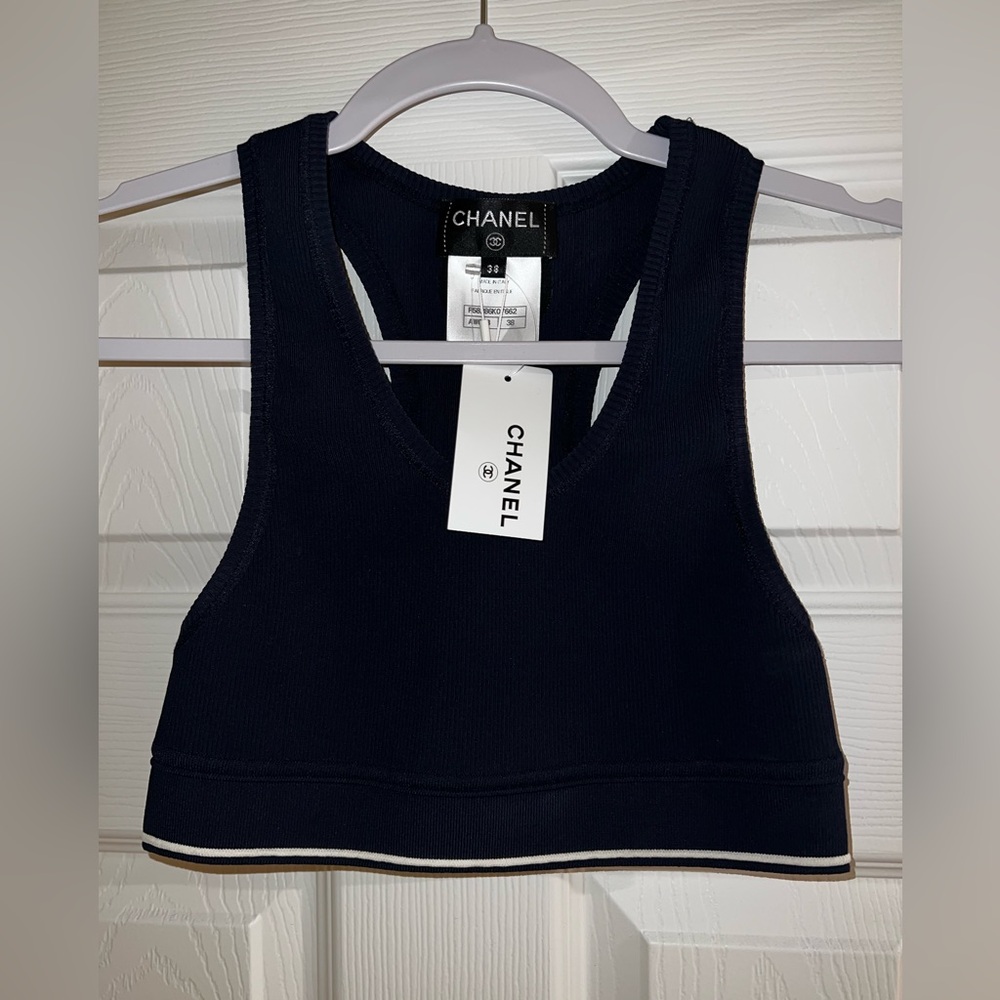 CHANEL‎ Navy Blue Crop Top - Picture 2 of 10